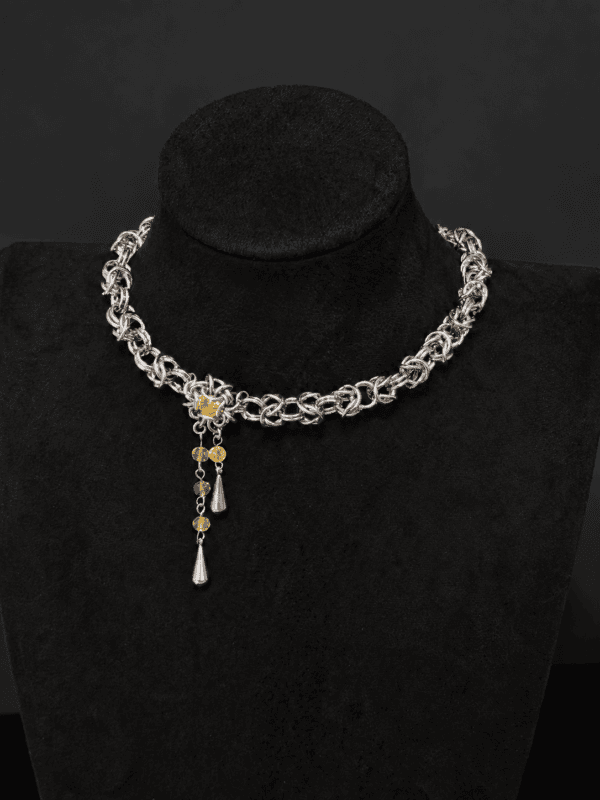 Fallen Light | Yellow Swarovski Crystal Chainmail Choker Necklace