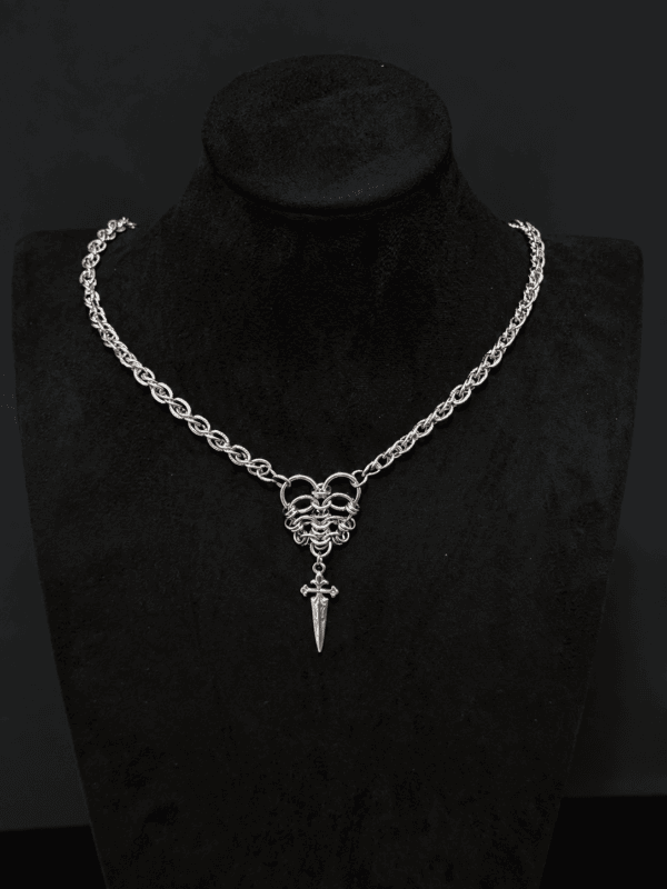Sternum Vow | Heart and Sword Chainmail Necklace