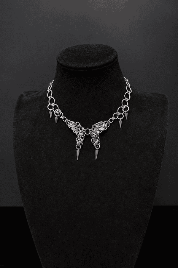 White Night Butterfly | Natural White Crystal Chainmail Choker Necklace