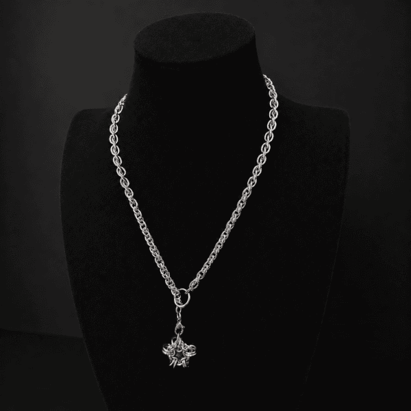 Crimson Tether | Crystal Star Chainmail Choker Necklace
